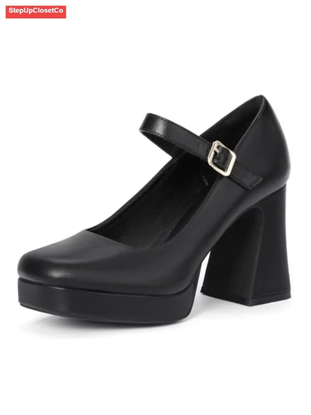 Platform Mary Jane Pumps - Chunky Heel Square Toe Dress Shoes